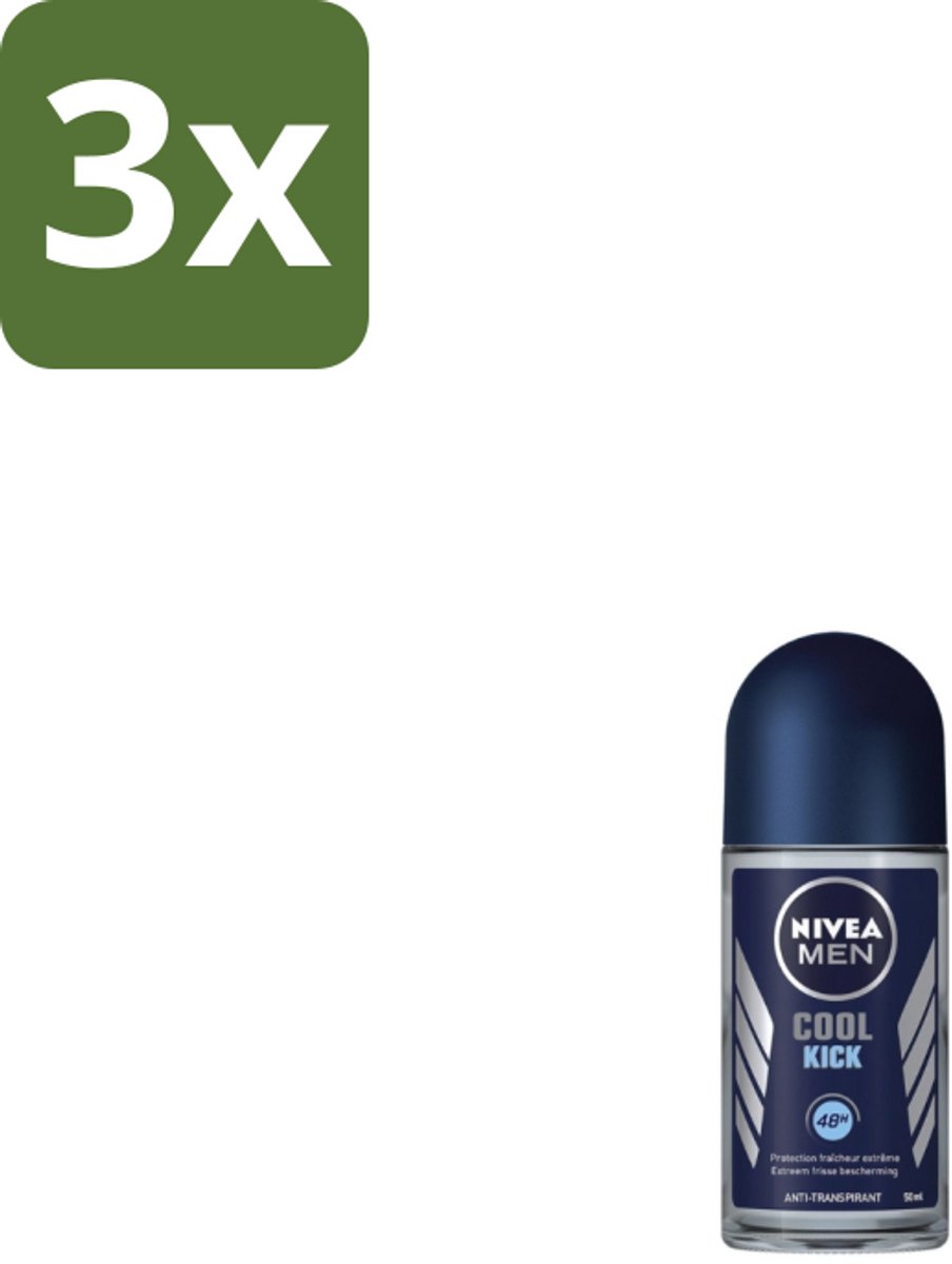 Nivea Men – Deodorant Roller – Cool Kick – 50 ml - Bulkverpakking - 3 stuks