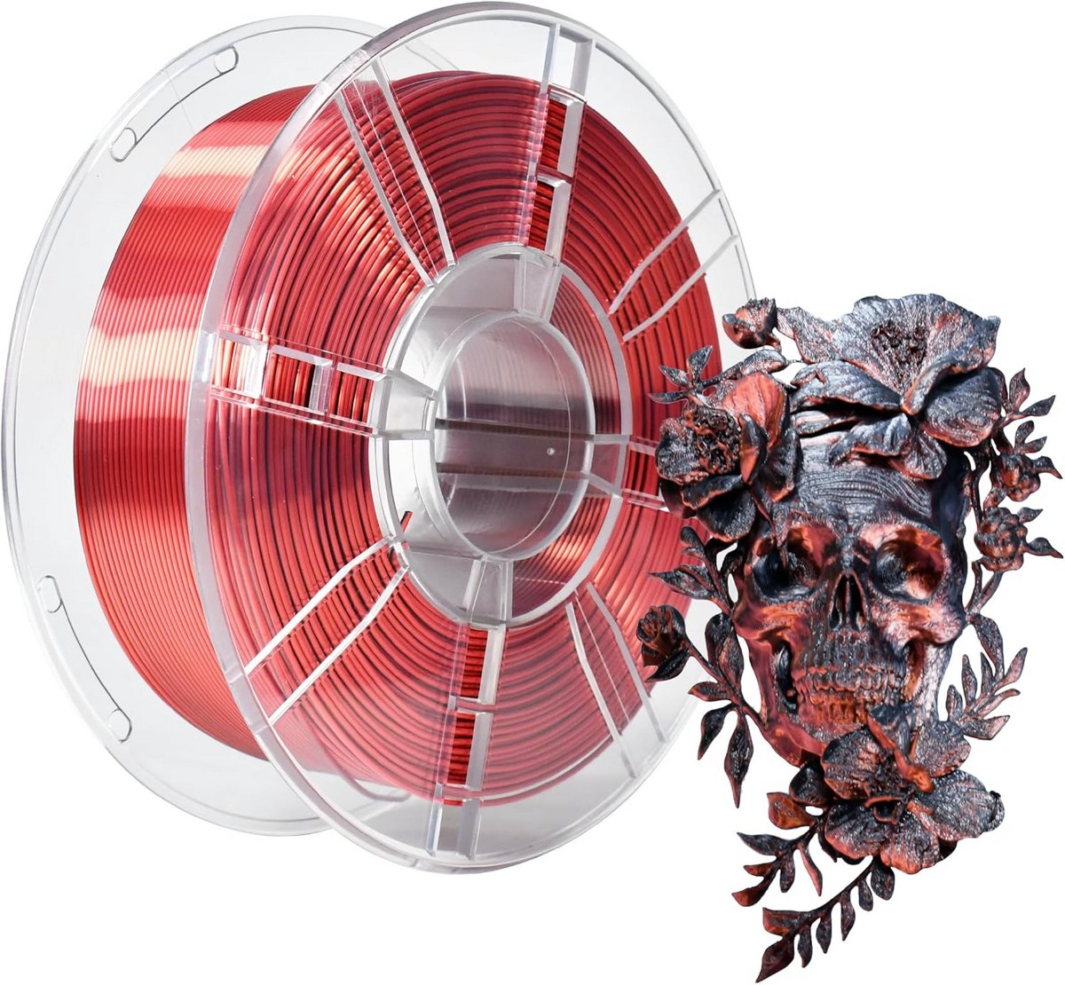 Tweekleurig PLA 3D Printer Filament 1.75mm Zwart Rood Glanzend Zwart - 1kg