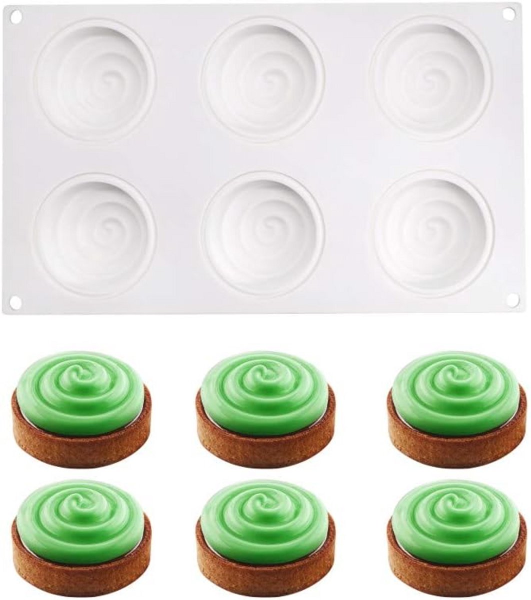 Siliconen Bakvorm Mousse Taart 6-Vaks Waterrimpels Vorm voor DIY Desserts