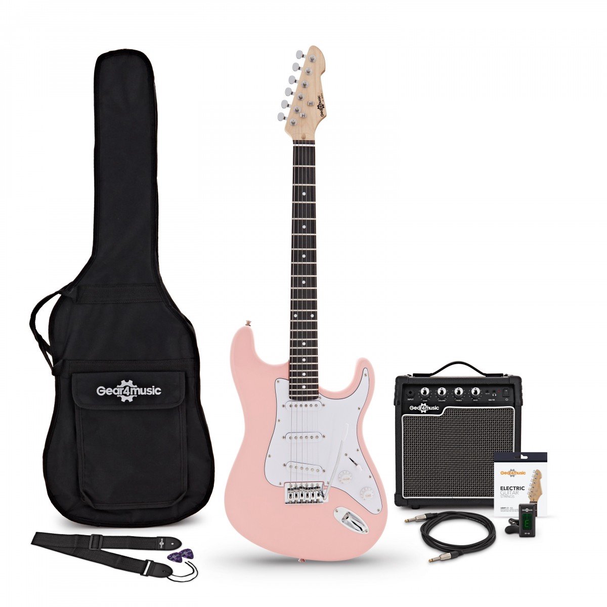 LA Elektrische Gitaar, Roze, 10W Gitaarversterker & Accessoireset