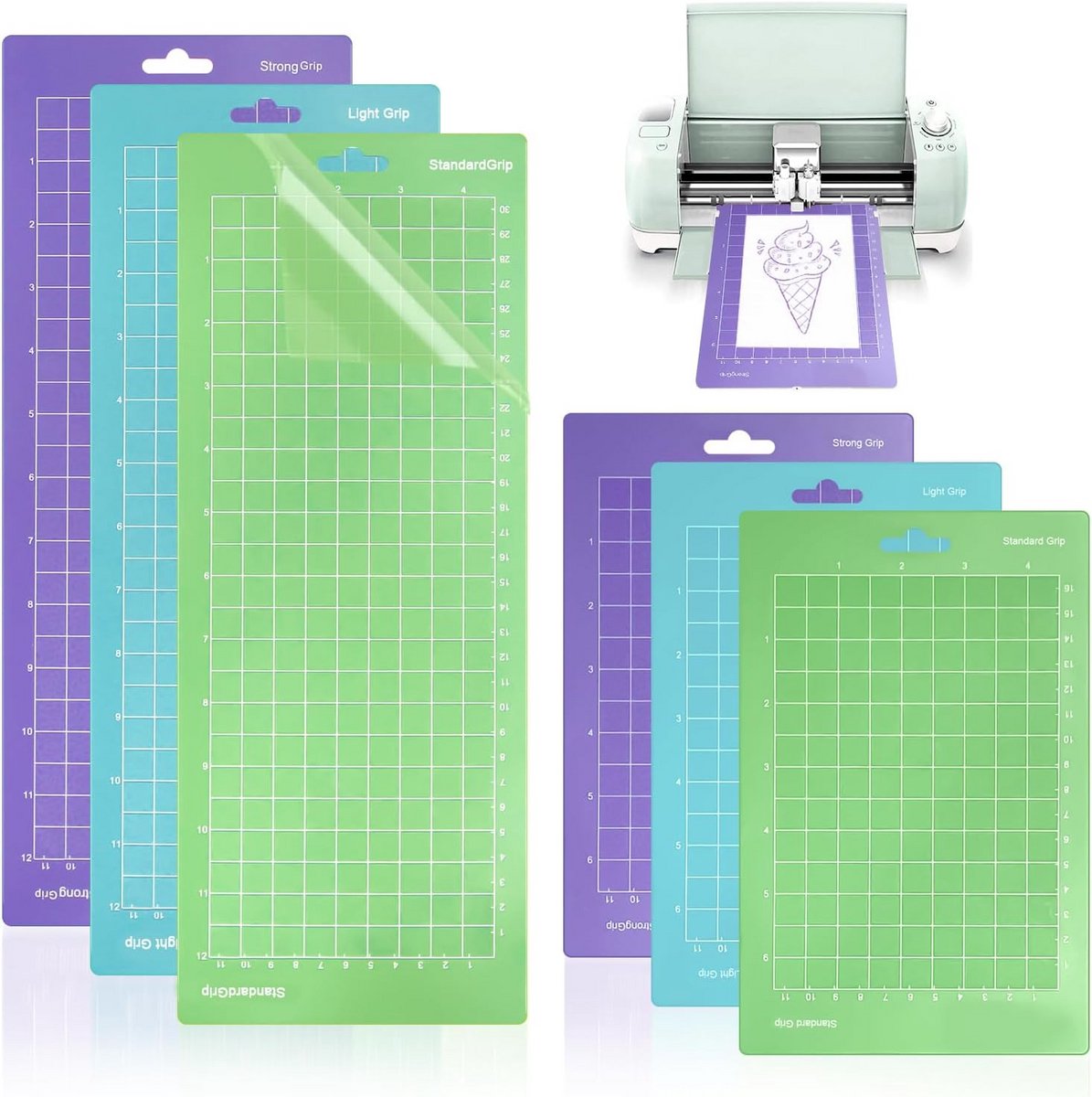 6x Zelfklevende Snijmatten Set (Groen, Blauw, Paars) voor Hobby Snijmachines - 2 Matmaten