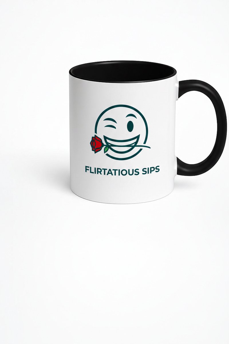 Flirterige Mok met Knipoog Emoji & Roos - 'Flirtatious Sips' Koffiemok