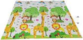 Tapis de jeu Bébé Enfants - Tapis de jeu XL - Mousse - Double face - Pliable - 180 x 200 cm - Girafe et Trains - 1,5 cm d'épaisseur - Sac de rangement inclus