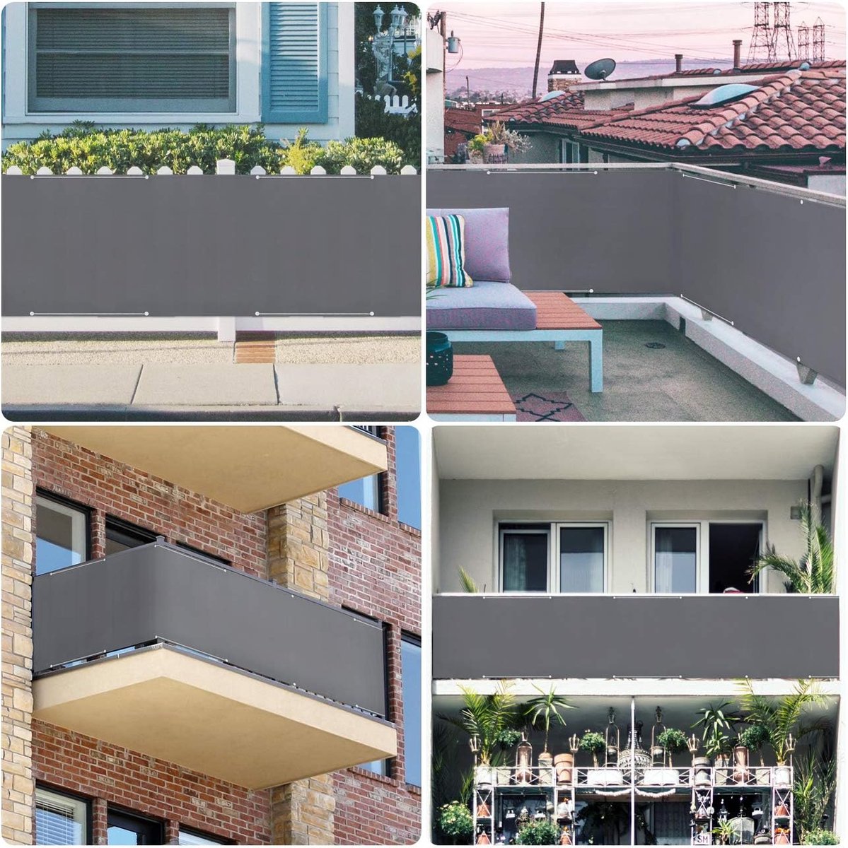 Candala Balkonscherm, inkijkbescherming van nylon, weerbestendig privacyscherm voor de tuinafscheiding of balkon, bescherming tegen nieuwsgierige blikken, 500 x 90 cm