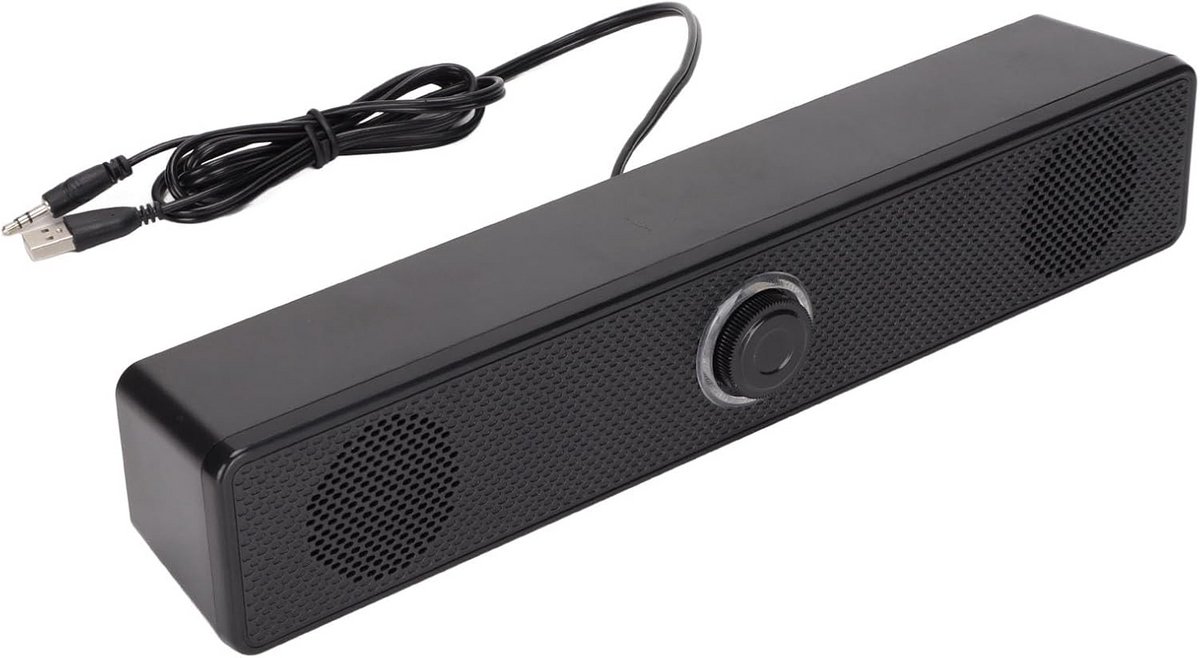 USB PC Speaker Soundbar met 3.5mm Aansluiting en Volumeregeling - Compact voor Laptop en Desktop