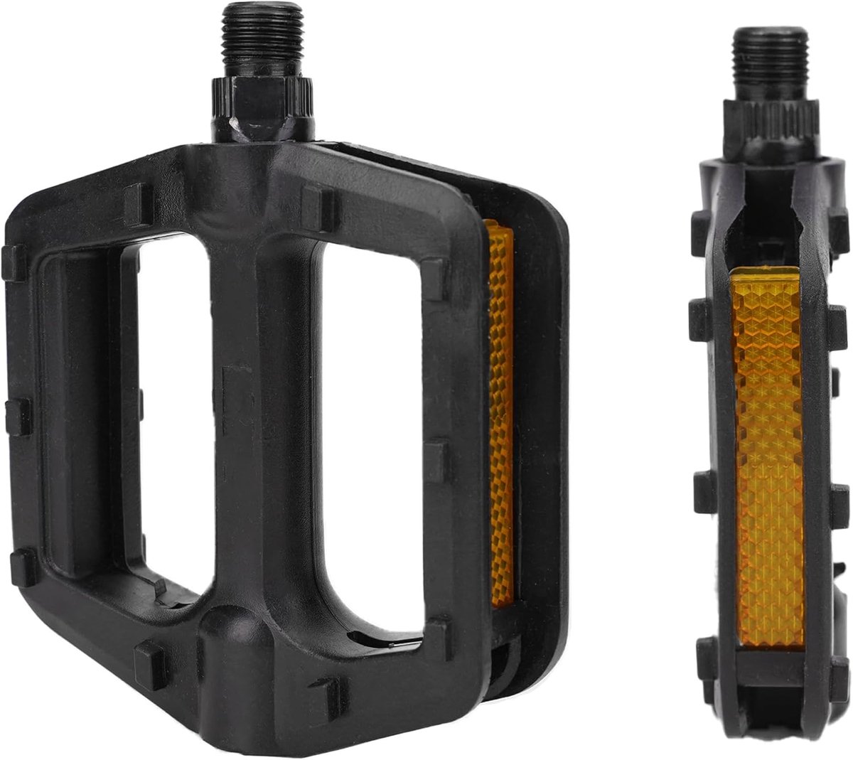 Set van twee mountainbikepedalen met reflecterende strips, antislip fietspedalen, zwarte kunststof fietspedalen, geschikt voor racefietsen, mountainbikes en andere toerfietsen.
