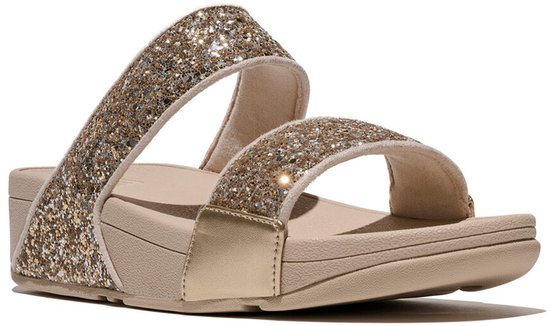 FitFlop Lulu Multi-Tonal Glitter Slides Pantoufles pour Dames - Beige Métallisé/Argent
