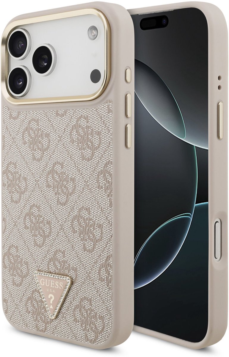 Guess 4G Triangle geschikt voor iPhone 17 Pro Max hoesje – MagSafe compatibel – Roze