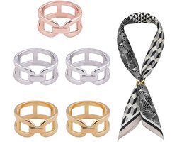 Set van 5 sjaalringen met metalen gespen. Accessoires in vintage-stijl voor dames, geschikt voor jurken, sjaals, recepties en cocktailparty's (3 kleuren).