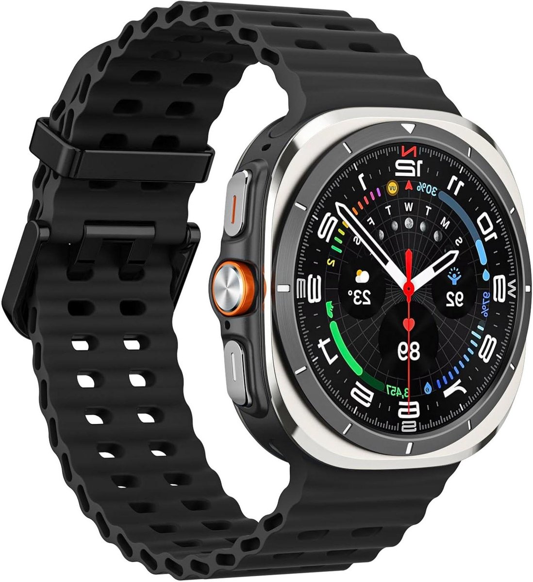 Silicone Sport Band voor Samsung Galaxy Watch Ultra 47mm - Waterdicht en Ademend - Zwart
