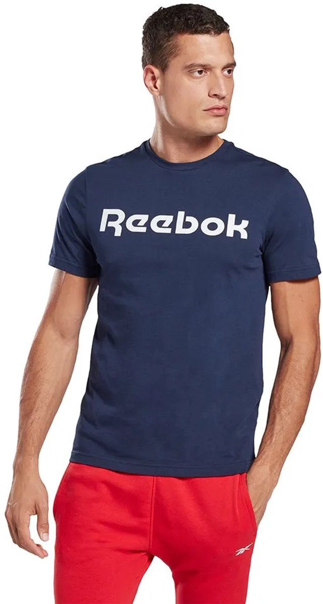 Reebok Graphic Series Linear Read T-shirt Met Korte Mouwen Man Marineblauw