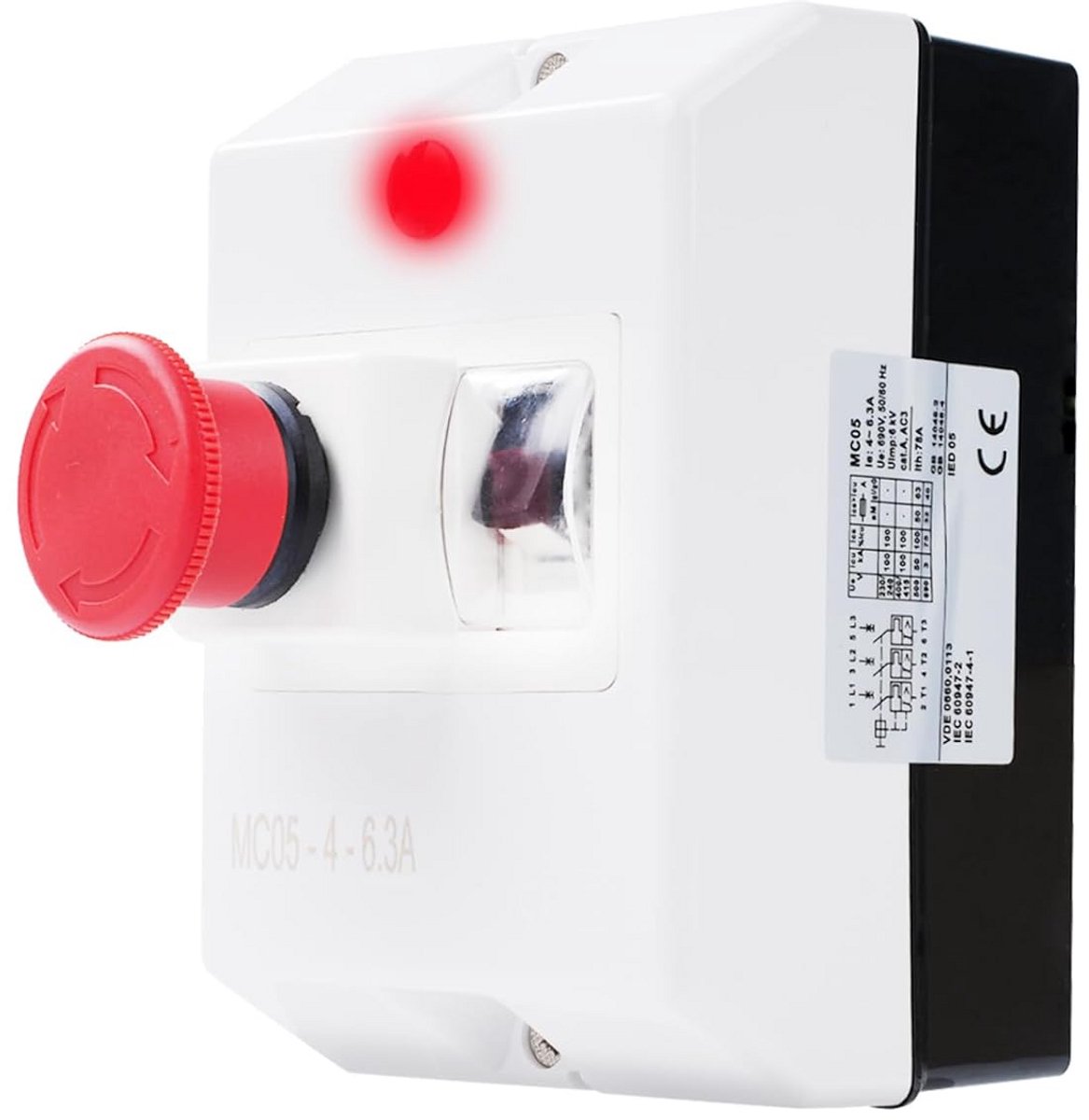 Motorbeveiligingsschakelaar 400V/690V 4-6,3A Met Noodstop en LED-Indicator