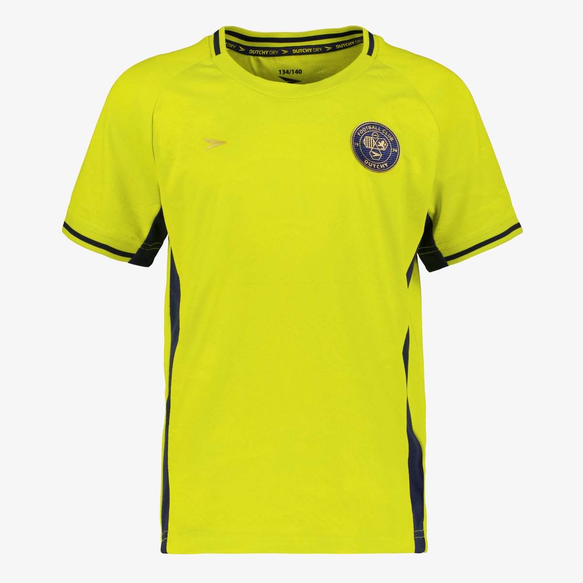 Dutchy Dry kinder voetbal T-shirt geel blauw - Maat 116