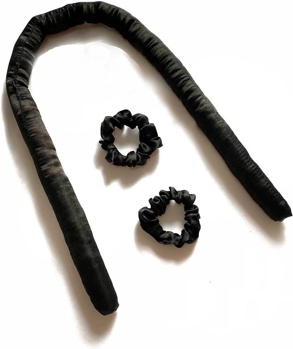 Zijden Krulset met Lint en 2 Scrunchies: Natuurlijke Golven zonder Hitte