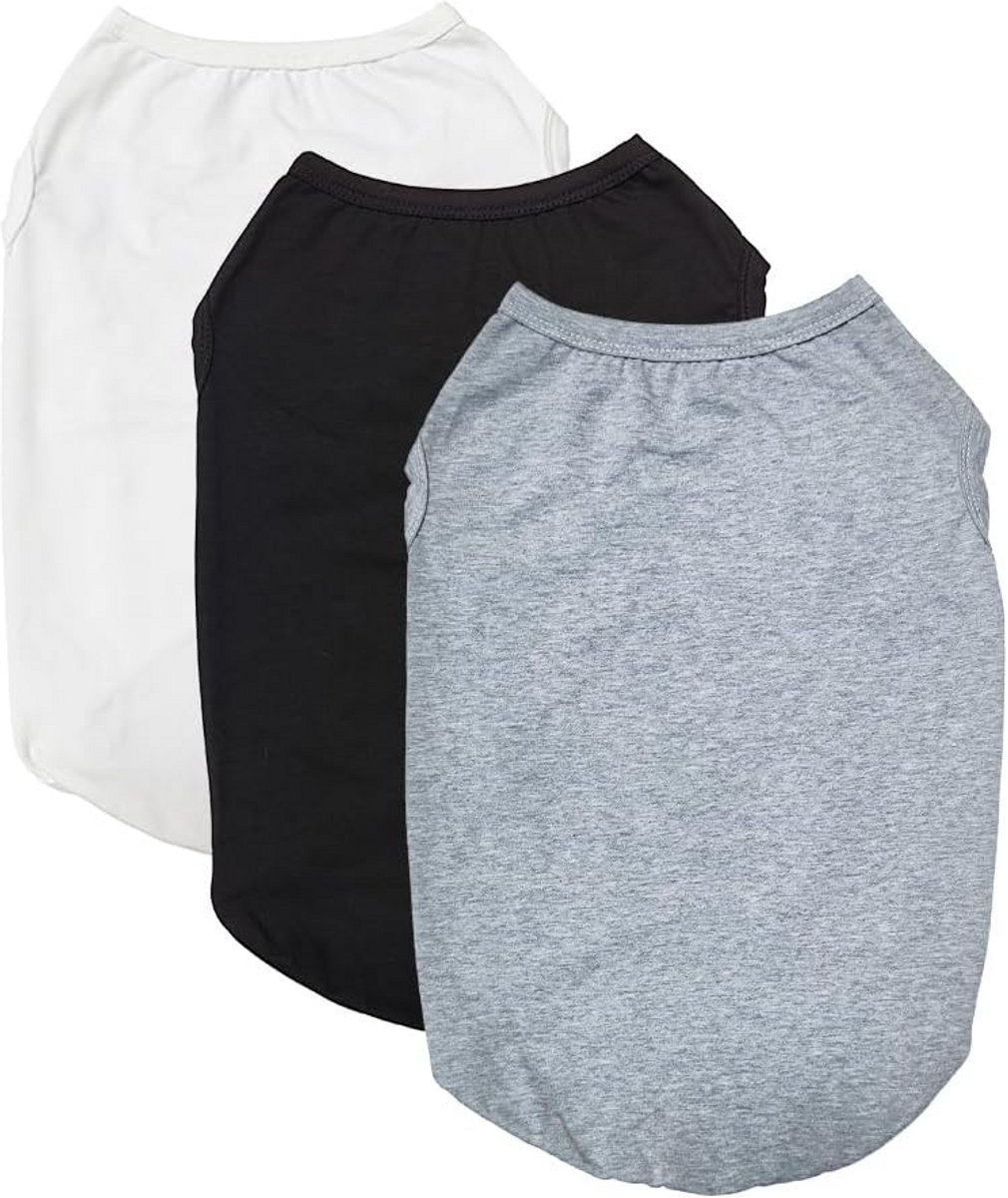 3-Pack Zomer T-Shirts voor Kleine Honden en Katten - Zachte Katoenen Tanktops