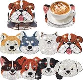 YYchan DIY Diamond Painting Undersetters Set - 8 Pièces avec Support - Schattige Puppy's - Handgemaakt & Résistant à la Chaleur - Cadeau Perfect pour les Amoureux des Animaux