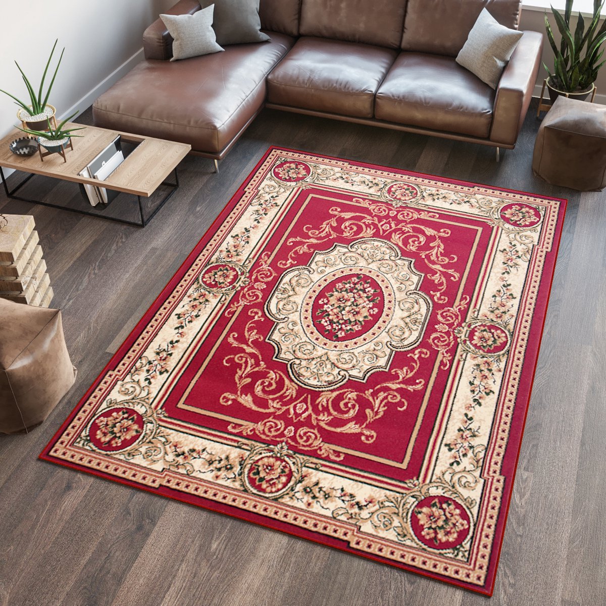 Tapiso Atlas PP Vloerkleed Rood Woonkamer Tapijt Maat- 180x270 Rood 7