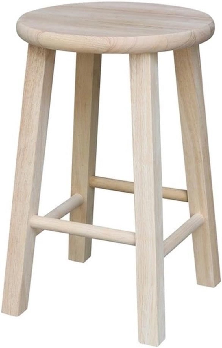 Ronde Houten Kruk - 18 Inch Hoog - Ongelakt & Onbehandeld