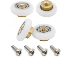 4x Douchedeurrollen Set - Ø20mm – Reservewielen voor Schuifdeur - Nylon & Koper