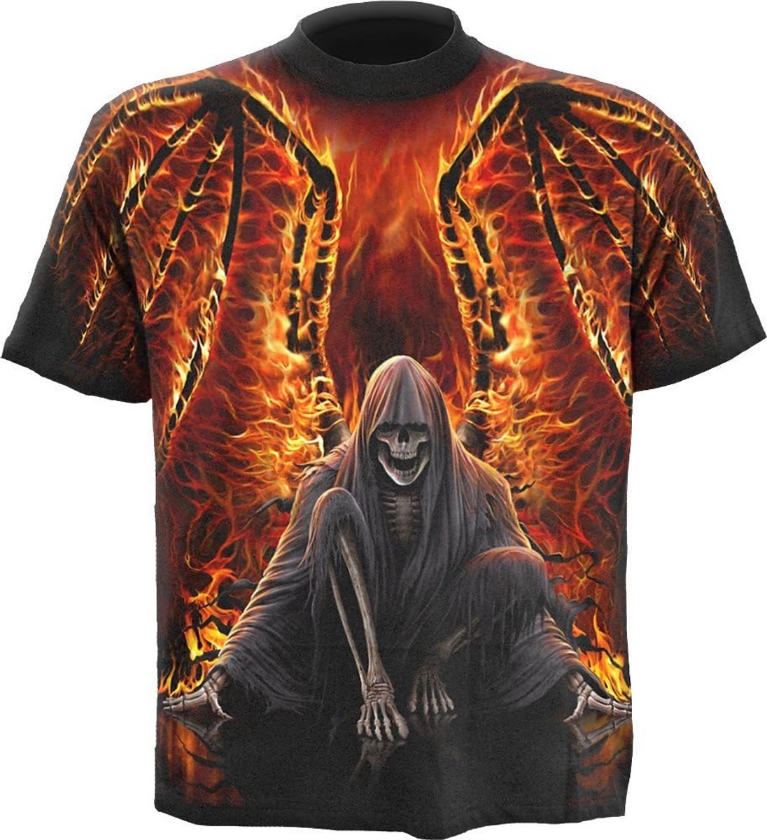 Allover T-Shirt voor Heren met Vuurprint - Comfortabel Katoen Shirt