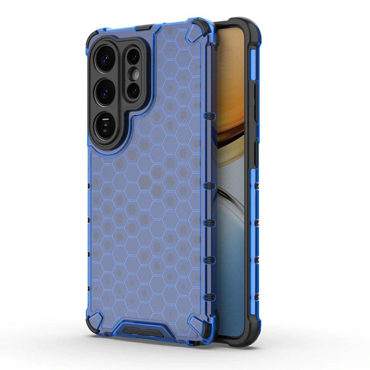 Mobigear Hoesje geschikt voor Samsung Galaxy S26 Ultra Telefoonhoesje Hardcase | Mobigear Honeycomb Backcover Shockproof | Schokbestendig Galaxy S26 Ultra Telefoonhoesje | Anti Shock Proof - Blauw