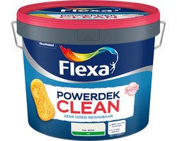 Flexa - Powerdek Clean - Gebroken wit / RAL 9010 - 10 Liter - 100m2 - Zeer goed reinigbaar - Blijft mooi mat na reinigen - Sneldrogend5x langer schoon*