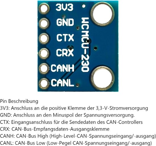 5x CAN-busmodule SN65HVD-230 Transceiver Breakout Board Compatibel met ...