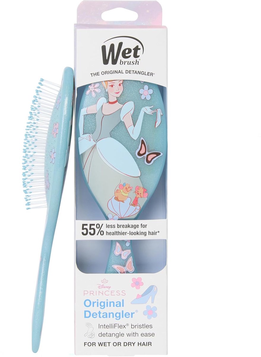 Wet Brush x Dreamy Disney Princess Original Detangler - Cinderella - Limited Edition - Anti-Klit Haarborstel Met IntelliFlex® Bristles - Ontknoopt Nat & Droog Haar - Zacht Voor Alle Haartypen - Voor Kind & Volwassen
