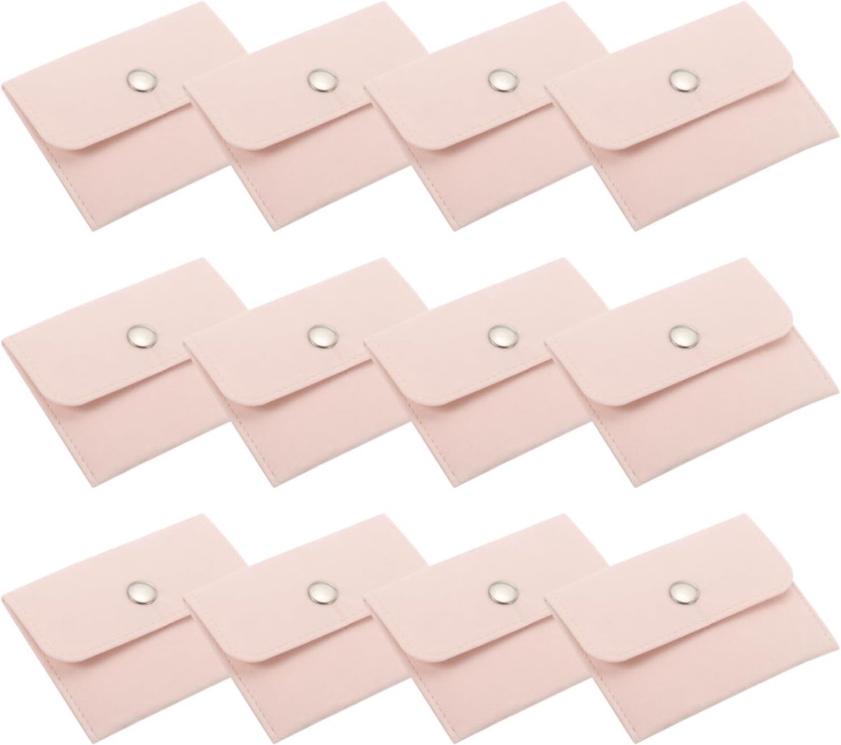 Sieradenzakje 12 x 7 cm - fluwelen zakjes met drukknop - draagbare opbergtas voor oorbellen armbanden kettingen ringen horloge roze