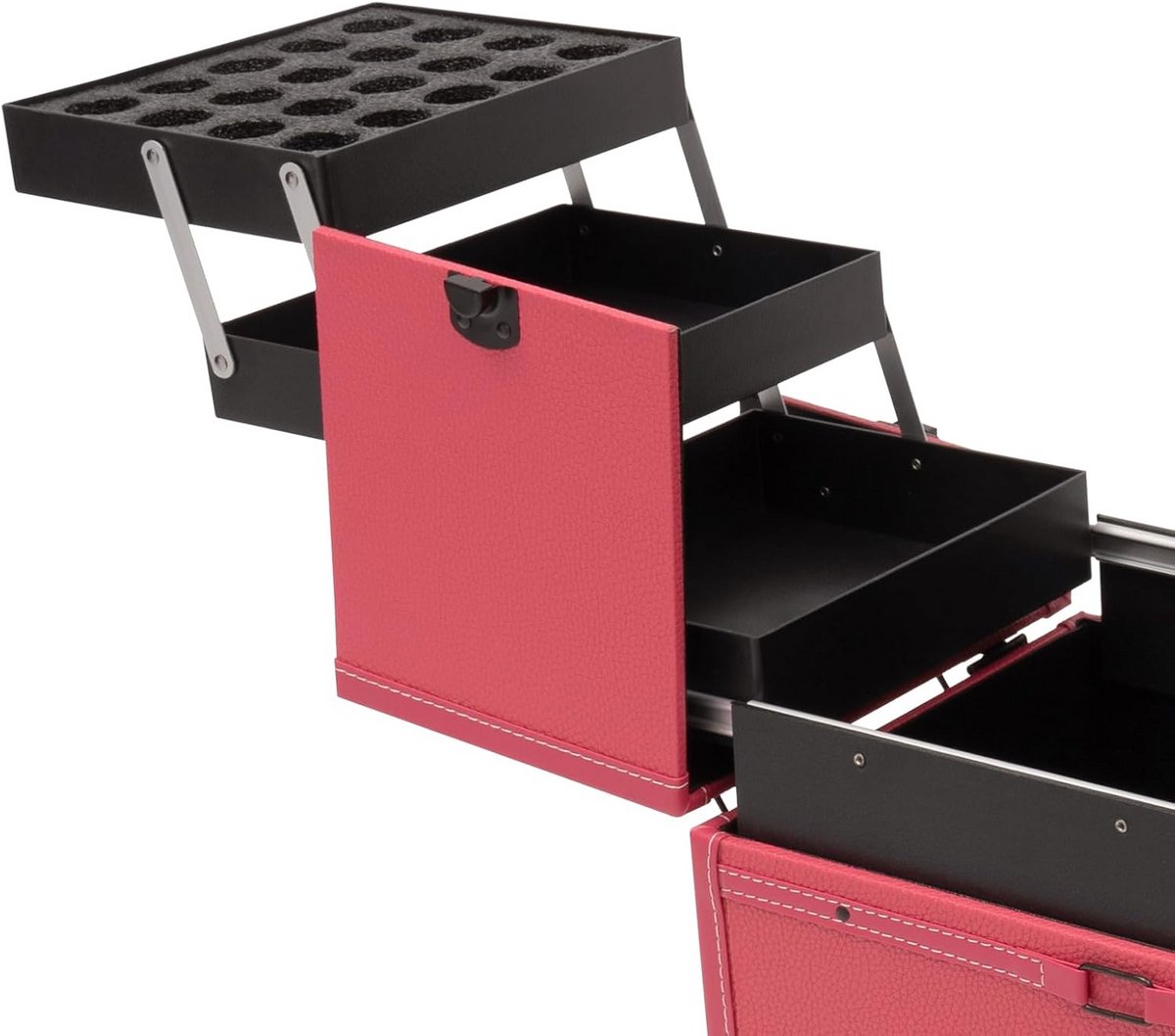 Mobiele Make-up Trolley met Spiegel en Handvat - Inklapbare Koffer op Wielen