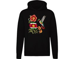 Suriname Hoodie - Kolibrie Tropisch Trui - Surinaamse Vlag Bloemen - Unisex