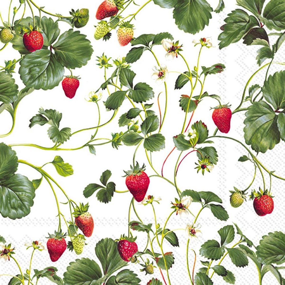 3-laags Papieren Cocktail Servetten met Aardbeienprint - 20 Stuks