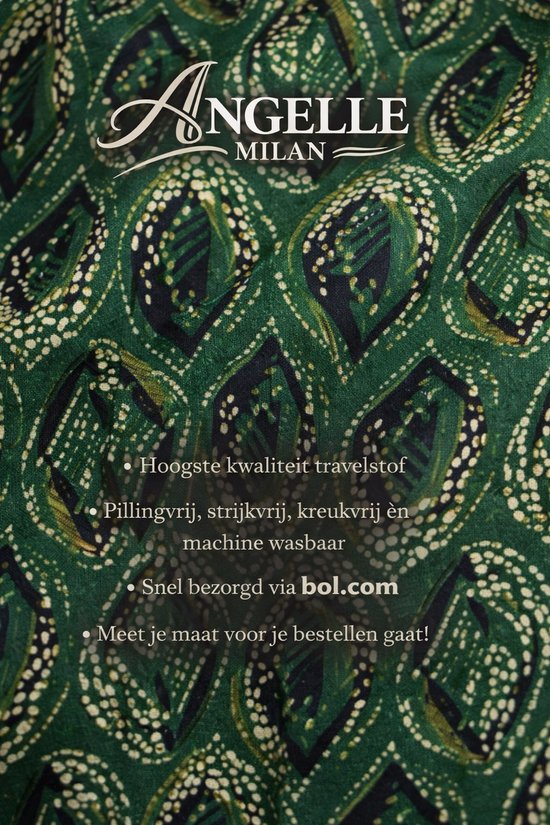 Angelle Milan - Vêtements de voyage pour femmes - Chemisier glamour vert - Respirant - Infroissable - Robe durable - En 5 tailles - Taille L