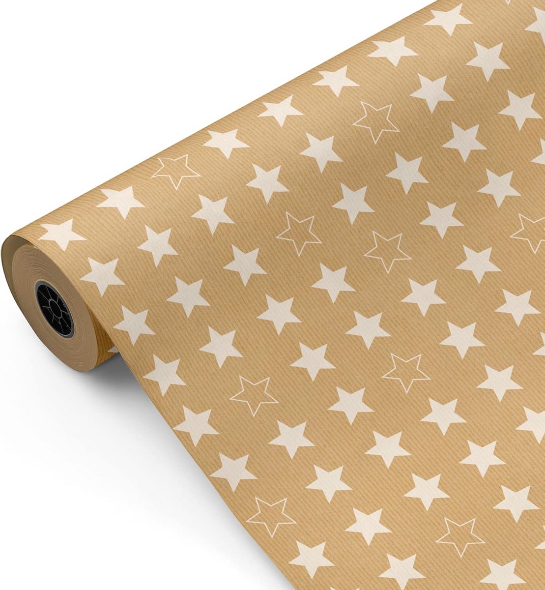 Groot Pak Cadeaupapier Rol 62 cm x 100m - Kraft met Sterren - Winkelverpakking & Feestdagen
