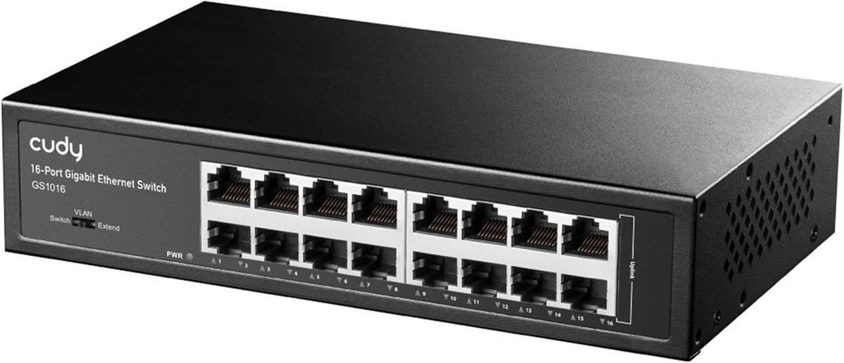 Unmanaged Gigabit Switch (16 Poorten) - Plug and Play Netwerk Switch voor Kantoor en Thuis