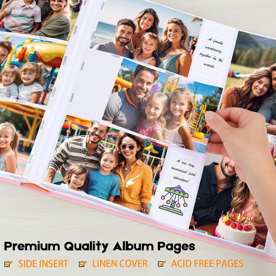 Ruibytree Fotoalbums 15x10 cm 240 Vakken - Leerachtige Omslag met Voorraam, Fotoalbum met Schrijfruimte - 4x6 inch Fotoalbum voor Bruiloft, Familie, Baby en Vakantie (Zwart
