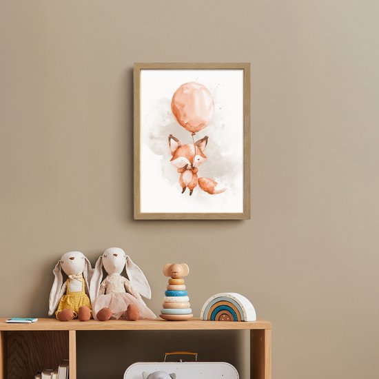 Nachtlampje 30x40 cm - Kinder lamp - Vos - Pastel kleuren - Dier - Tafellamp kinderkamer draadloos - Slaapkamer lampje - Bedlamp kinderen - Kinderlampje - Wandlamp babykamer - Nachtlampjes van Merkloos — afbeelding 3