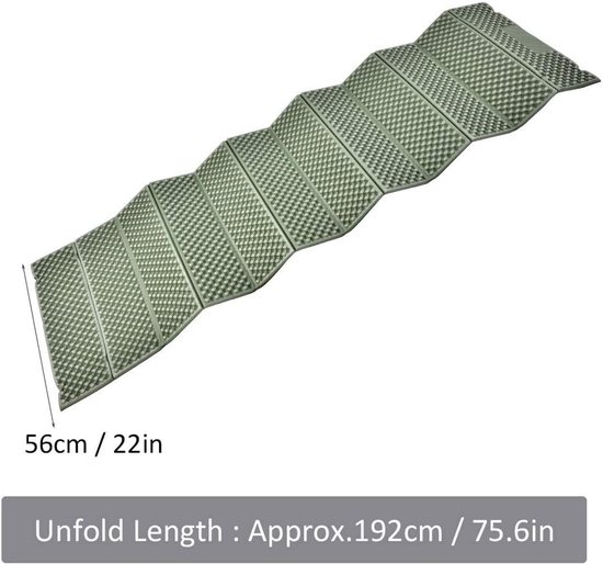 Opvouwbare Slaapmat - Kampeer Matras - Buiten Activiteiten - Waterdicht Schuim - 192 x 56 cm - Legergroen — afbeelding 5