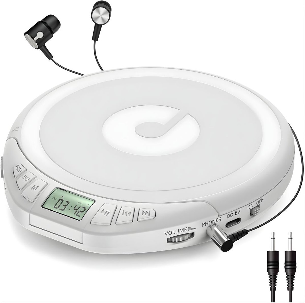 DnA® CD Speler - Draagbare CD Speler - Portable CD Speler - Wit - 31cm x 23cm x 5cm
