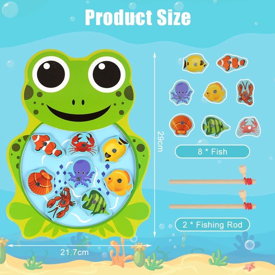 Magnetisch visspel - Montessori visspeelgoed - Houten magnetisch spel - Speelgoed voor de motoriek - Houten visspel - Educatief speelgoed voor kinderen vanaf 2 jaar - Cadeau voor kinderen van Merkloos — afbeelding 5
