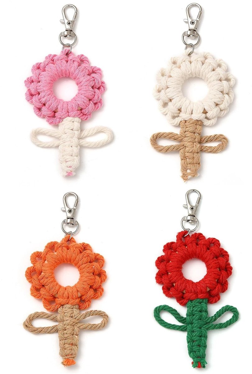 Allecto - Sleutelhangers - Bloemenvormige sleutelhangers - Schattige decoratie - Multicolor - DIY knutselprojecten - Perfect voor thuis en rugzak -...
