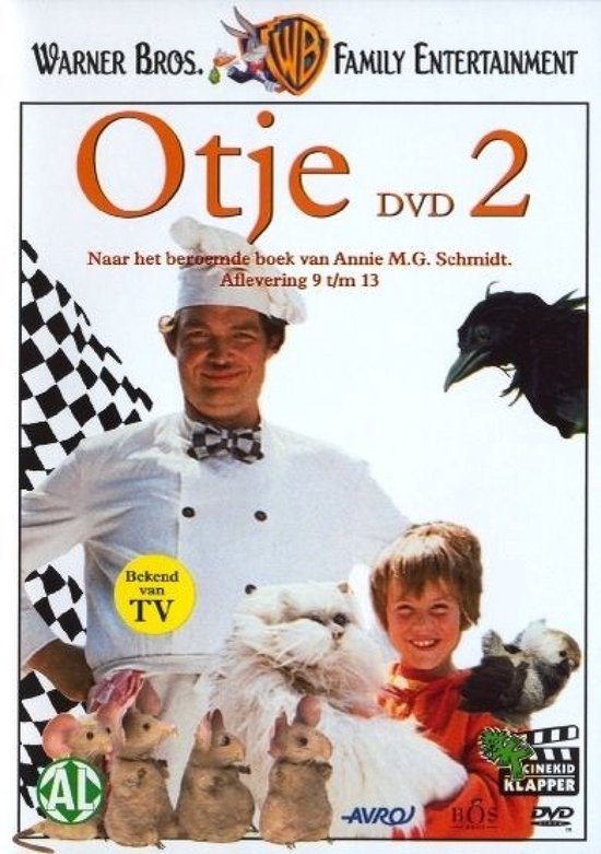 Otje 2 DVD-cover met een chef-kok, een jongen, een kat en muizen.