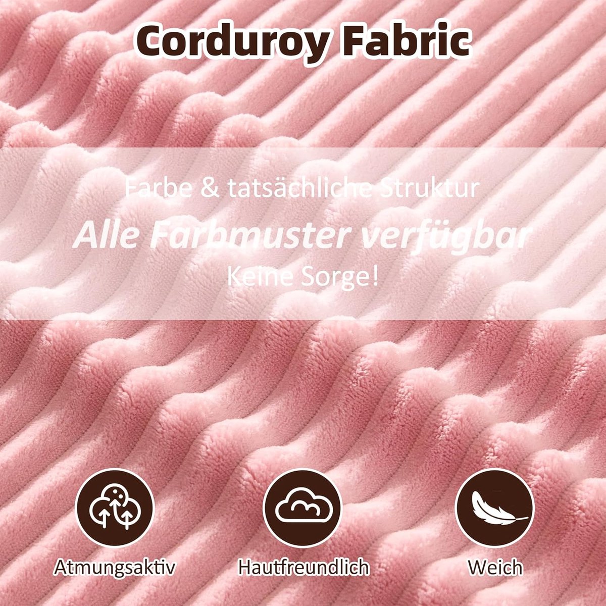 Modulaire Hoekbank Slaapbank 272 cm – L-vormige Corduroy Bank met Chaise Longue, Uitklapbaar Slaapbed, Memory Foam, Zonder Montage, 4 Kussens – Roze – Laura