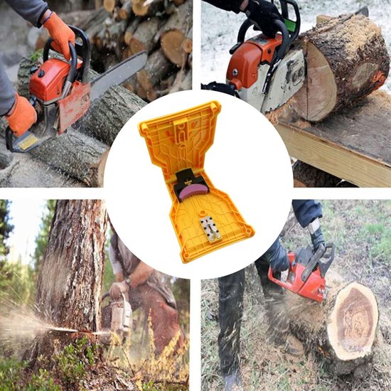 Kettingslijper - Voor alle soorten kettingzagen en elektrische zagen - Kettingzaagslijpers - Kettingzaag slijper - 22x14x4cm - Tanden Slijper - Slijper vijltafel - Geel — afbeelding 2