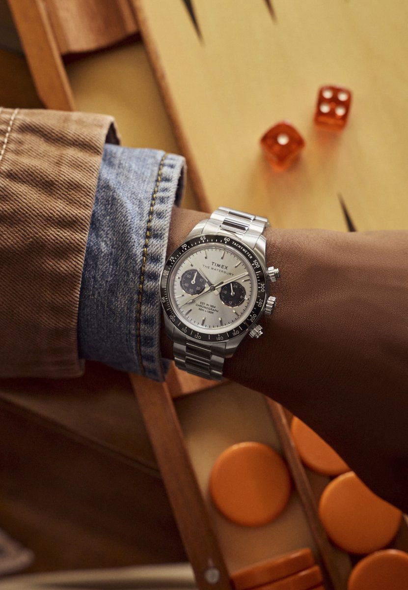 Timex Waterbury Heritage Chronograph Quartz Analoog Horloge Silver Tone Kast: 100% Roestvrij Staal | Armband: 100% Roestvrij Staal 39 mm TW2Y70500AJ