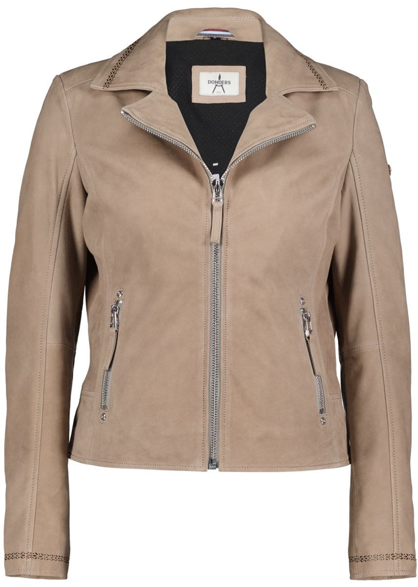 Donders Jas Leahter Jacket 57720 Taupe Dames Maat - XXL