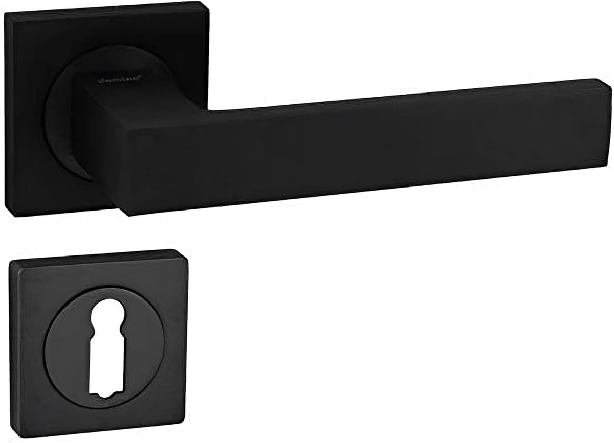 Deurbeslag Set - Deurkruk Roestvrij - Binnendeur Vernieuwen - Aluminium Constructie - 50x50 mm - Zwart