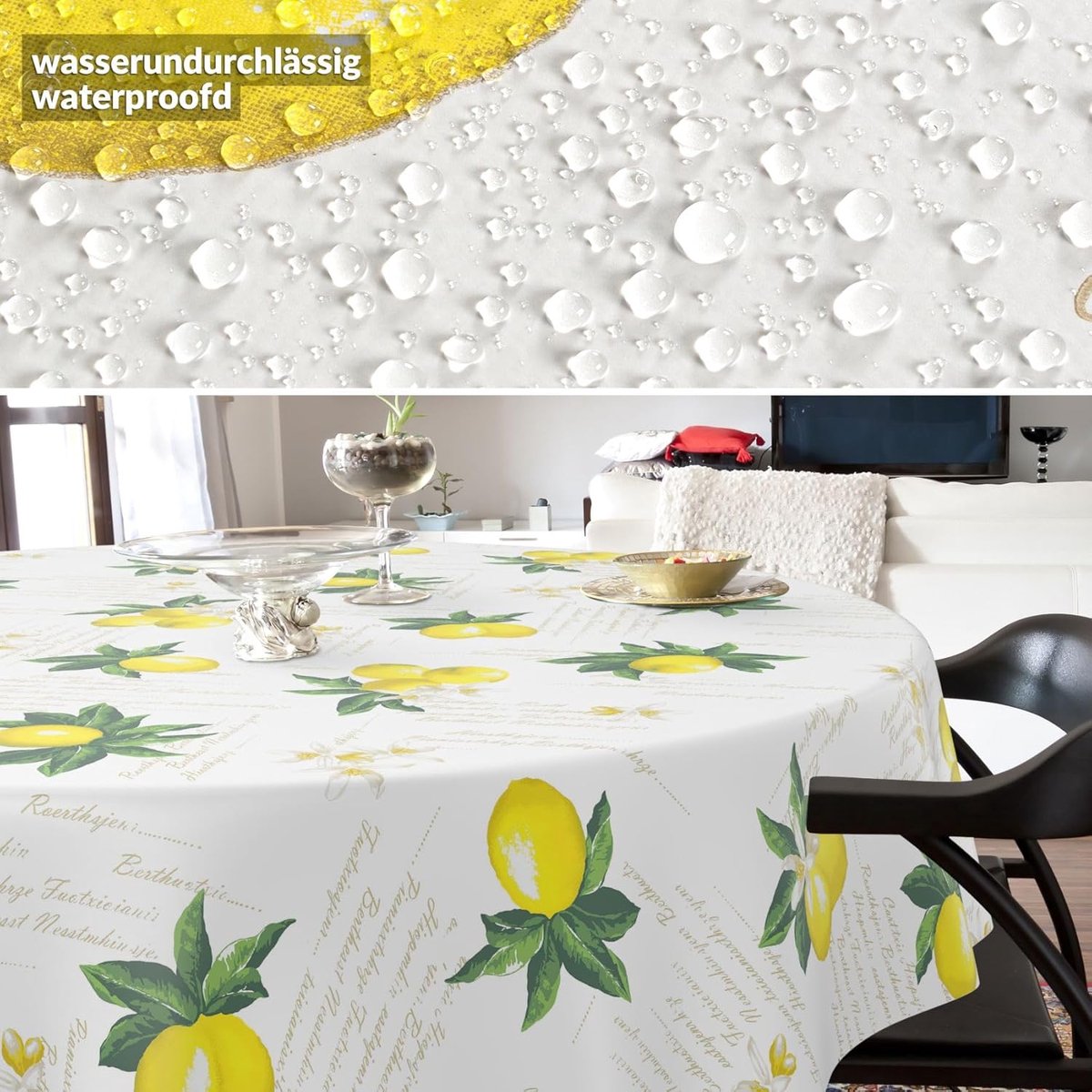 Wassbaar Oliezeildoek Tafelkleed Rond 120 cm Citroenen