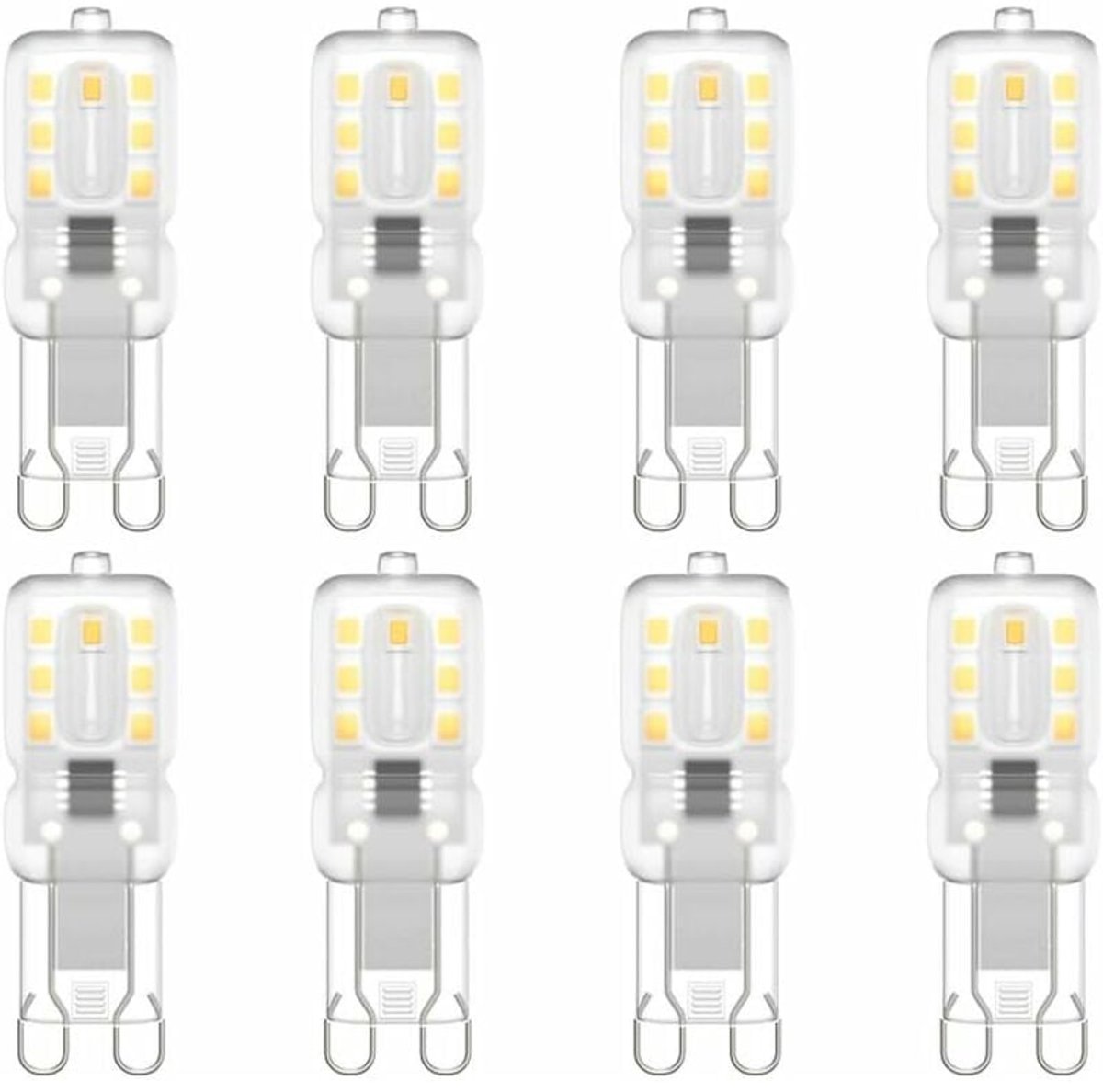 Oneay G9 LED Lampen Set 8 Stuks – 3W = 30W Halogeen, 5500K Natuurlijk Wit, 300LM – Energiezuinig, 360° Licht – G9 Fitting voor Kroonluchter, Kast & Wandlamp – 220V – Energieklasse E