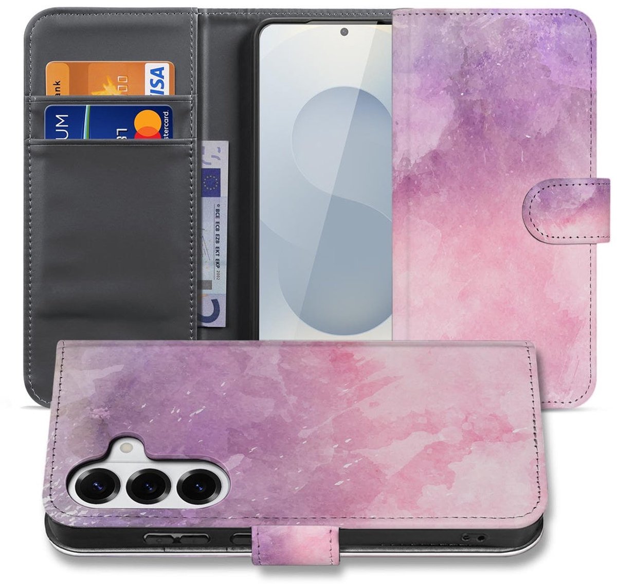 Bookcase Hoesje Samsung Galaxy S26 Roze Paars Paint